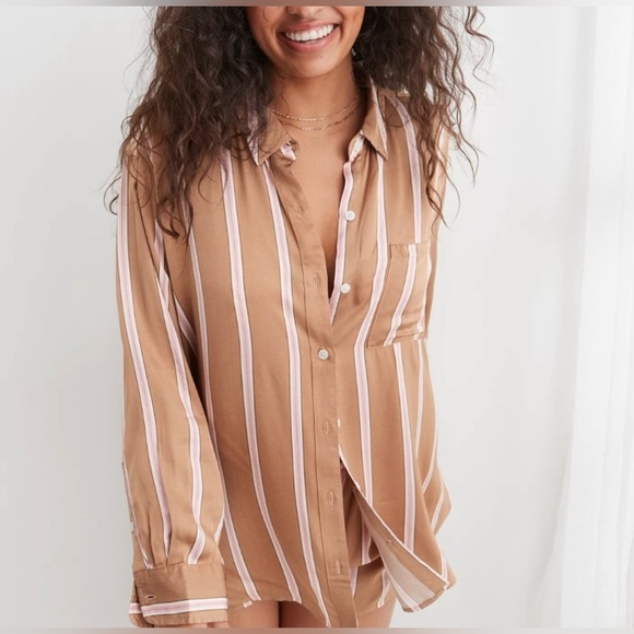 aerie Tops - Aerie Satin PJ-To-Party Shirt